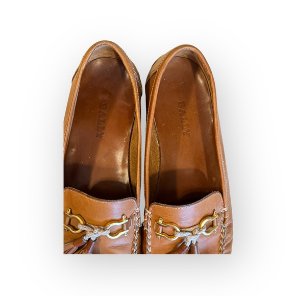 Bally Kaftan Men’s Tan Leather Horsebit Tassel Loafers Size 10.5M Made in Italy - Picture 7 of 10